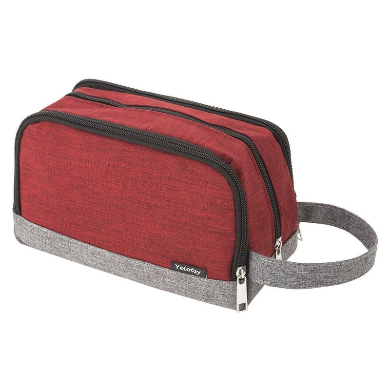 Yeiotsy Toiletry Bag  Color Clash Durable Travel Toiletry Organizer Bag (Red) - Image 1